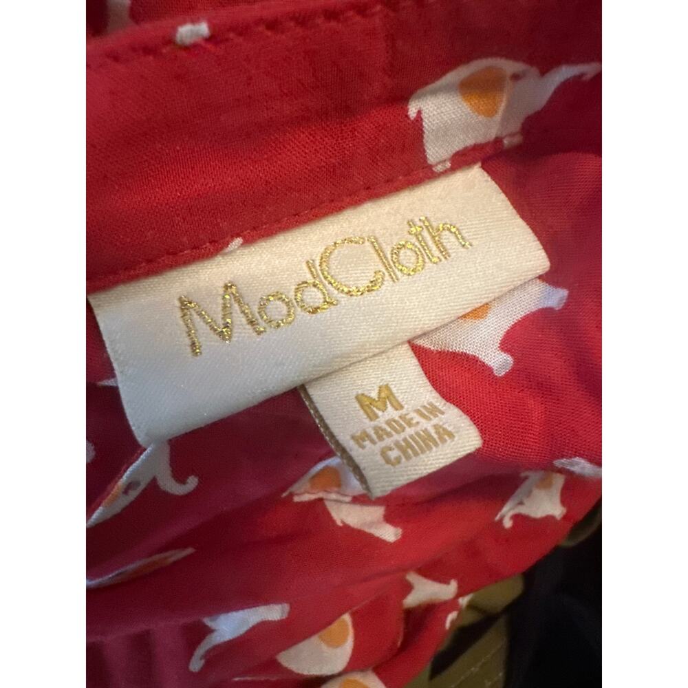 M Modcloth Red Safari As I Can See Elephant Print… - image 7